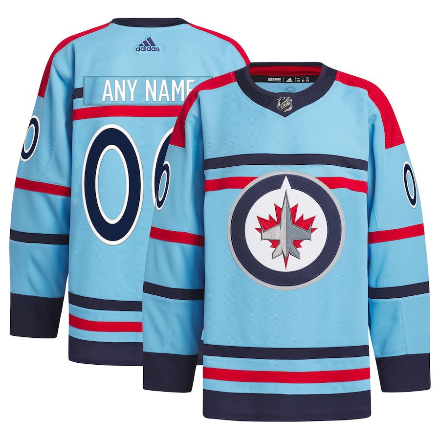 Men Winnipeg Jets adidas Light Blue Anniversary Primegreen Authentic Custom NHL Jersey->->Custom Jersey